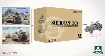 PRZEDSPRZEDAZ -  SHERMAN  BOX M4A1(76W) VVSS Late Production+M51 DEGEM ALEF+US ARMY 1/4 - Takom TAK2207W skala 1/35