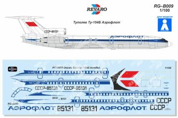 Kalkomania do Tupolew Tu-154B Aeroflot, REVARO RG-B009 skala 1/100