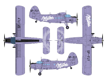 Kalkomania do Antonow An-2 Aerogryf/Milka, Lima Oscar Decals LD144-021 skala 1/144