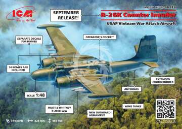 Model plastikowy Douglas B-26K Counter Invader USAF Vietnam War Attack Aircraft ICM 48279 skala 1/48