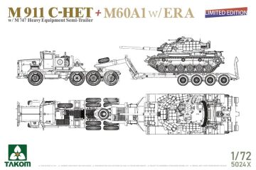 PRZEDSPRZEDAZ - M911 C-HET w/M747 Heavy Equipment Semi-Trailer + M60A1 w/ERA - Takom TAK5024X skala 1/72