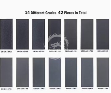 Papier ścierny na mokro i na sucho 120 do 3000 42 szt. 