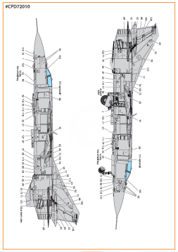 Kalkomania- MiG-23ML, MLA standard stencils for grey paint schemes for CP kits and other Clear Prop CPD72010 skala 1/72