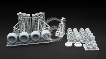 NA ZAMÓWIENIE - IL-18, 20, 22, 38 Landing gears with wheels (Amodel)- Metallic Details MDR72128 skala 1/72