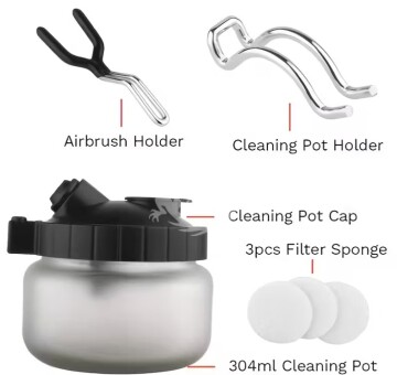 Wielofunkcyjny pojemnik do czyszczenia aerografu plus zestaw do czyszczenia