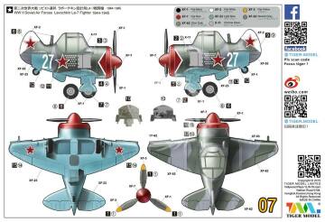 Model plastikowy WWII Soviet Air Forces Lavochkin La-7 Fighter Tiger Model TM-107 skala 1/Egg