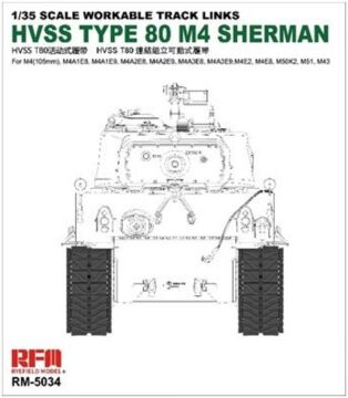 PRRZEDSPRZEDAZ - Workable track links for Hvss t80-track for M4 Sherman Rye Field Model 5034 skala 1/35