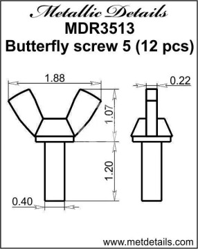 NA ZAMÓWIENIE - Butterfly screw 5 (12 pcs.) - Metallic Details MDR3513 skala  1/35