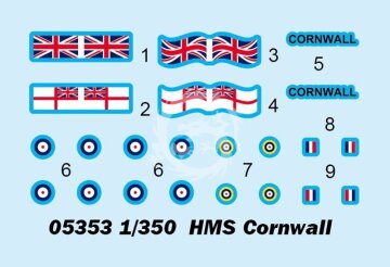 HMS Cornwall Trumpeter 05353 skala 1/350