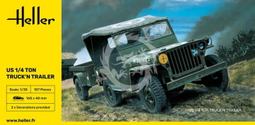 PROMOCJA  - Ciężarówka z przyczepą US 1/4 Ton Truck'n  - Trailer Heller 81105 skala 1/35