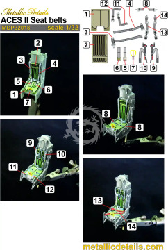  ACES II Seat belts - Metallic Details MDP32018 skala 1/32