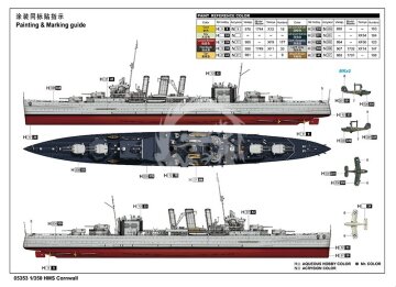 HMS Cornwall Trumpeter 05353 skala 1/350