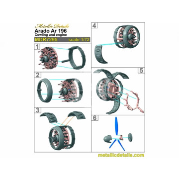 Arado Ar 196. Cowling and engine - Metallic Details MDR7295 skala 1/72