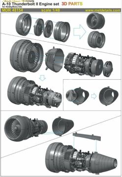  A-10 Thunderbolt II. Engine set-Hobby Boss  MDR48154 skala 1/48