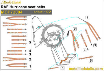 RAF Hurricane seat belts - Metallic Details MDP72004 skala 1/72