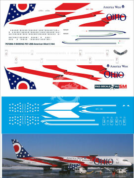 Boeing 757-200 AMERICA WEST  OHIO - N905AW - kalkomania Pas-decals skala 1/144