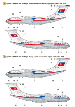 Zestaw kalkomaniiIlyushin Il-76 Part.2 - North Korean Air Koryo Il-76MD (for Zvezda 1/144), Wolfpack WD14403 skala 1/144