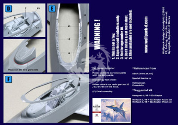 Zestaw dodatków F-22A Raptor Cockpit set (for Hasegawa 1/48), Wolfpack WP48086 skala 1/48