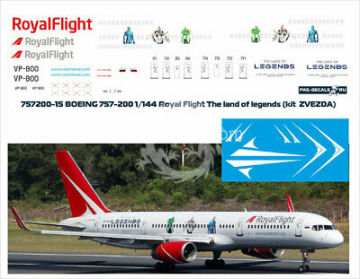 757-200 RoyalFlight The Land of Legends VP-B00 -  Kalkomania Pas-Decals w skali 1/144