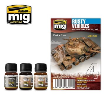 Rusty Vehicles Enamel Weathering set - A.MIG-7403 - 3x 35ml
