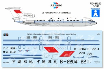 Kalkomania do De Havilland HS-121 Trident 1E, CUA, REVARO RG-B020 skala 1/100