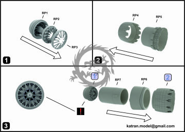 F-16E/F Block 60 Desert Falcon, Exhaust Nozzles engine F-110-GE-132 (opened) for KINETIC Katran K4834 1/48