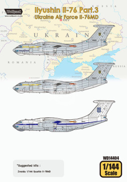 NA ZAMÓWIENIE - Zestaw kalkomanii Il-76 Part.3 Ukraine Air Force Il-76MD - Wolfpack WD14404 skala 1/144