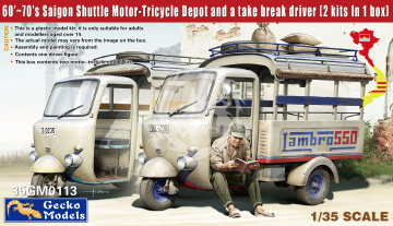 PRZEDSPRZEDAŻ - 60‘~70’s Saigon Shuttle Motor-Tricycle Depot and a take break drive Gecko Models 35GM0113 skala 1/35