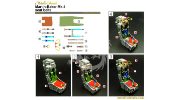 NA ZAMÓWIENIE - Seatbelt Decals for Martin-Baker Mk.4 Ejection Seat Set for 2 Seats - Metallic Details MDP72032 skala 1/72