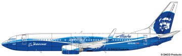 Kalkomania i blaszka do Boeing 737-800 Alaska Airlines, Skyline SKY144-68 skala 1/144
