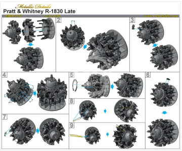 Pratt & Whitney R-1830 Late- Metallic Details MDR4887 skala 1/48