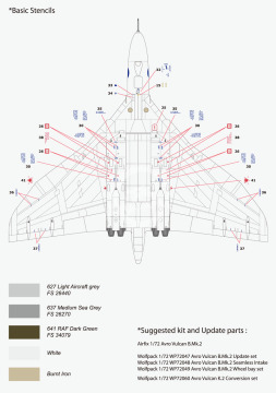 Zestaw kalkomanii Avro 698 Vulcan Part.1, Wolfpack WD72001 skala 1/72