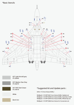 Zestaw kalkomanii Avro 698 Vulcan Part.1, Wolfpack WD72001 skala 1/72