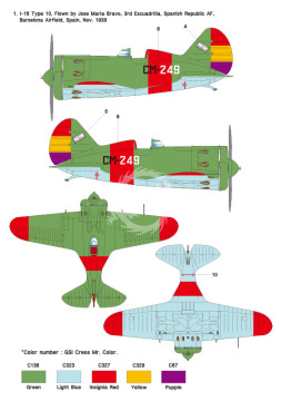 Zestaw kalkomanii Polikarpov I-16 Type 10 Part.2 - Spanish Civil War, Wolfpack WD32007 skala 1/32