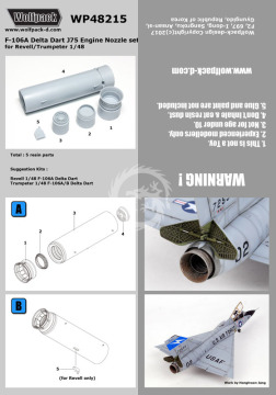 Zestaw dodatków F-106 Delta Dart J75 Engine Nozzle set (for Revell/Trumpeter 1/48), Wolfpack WP48215 skala 1/48