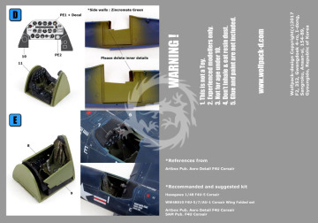 Zestaw dodatków F4U-5 Corsair Cockpit set (for Hasegawa 1/48), Wolfpack WW48019 skala 1/48