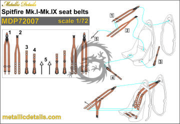 Spitfire Mk.I-Mk.IX seat belts -  Metallic Details MDP72007 skala 1/72