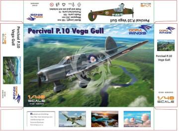Model plastikowy Percival P.10 Vega Gull, Dora Wings DW48005 skala 1/48