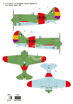 Zestaw kalkomanii Polikarpov I-16 Type 10 Part.2 - Spanish Civil War, Wolfpack WD32007 skala 1/32