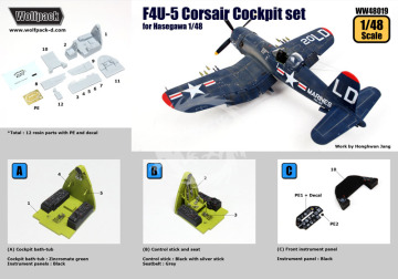 Zestaw dodatków F4U-5 Corsair Cockpit set (for Hasegawa 1/48), Wolfpack WW48019 skala 1/48