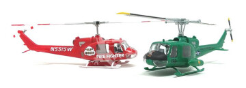  Snap Huey Helicopter 2 Pack Gunship/ Firefighter  - Atlantis 1026 skala 1/72