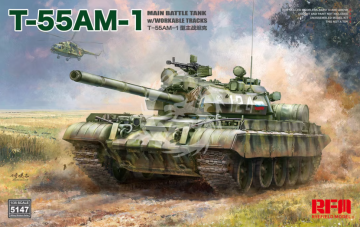 PRZEDSPRZEDAZ - T-55AM-1 Main Battle Tank w/ workable tracks - Rye Field Model 5147 skala 1/35