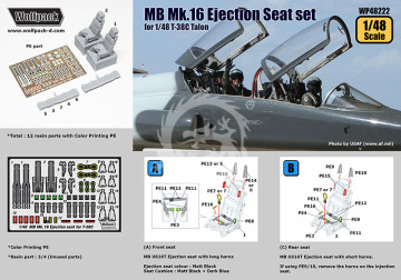 Zestaw dodatków Martin Baker Mk.16 (US16T) Ejection seat set (for 1/48 T-38C Talon), Wolfpack WP48222 skala 1/48