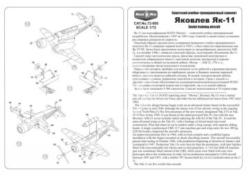 Trainer aircraft Yakovlev Yak-11 Mikromir MM72-005 skala 1/72