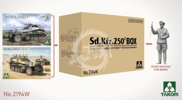Sd.Kfz. 250 BIG BOX 2 kits & 1:16 Rommel figure Takom 2194W skala 1/35