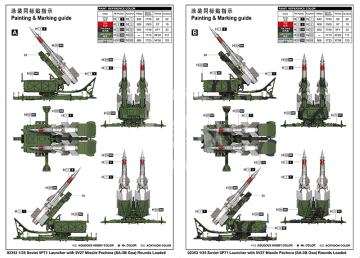 Soviet 5P71 Launcher with 5V27 Missile Pechora (SA3B Goa) Rounds Loaded - Trumpeter 02353 skala 1/35