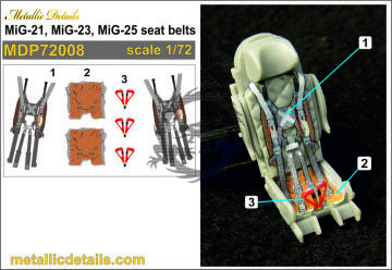 MiG-21, MiG-23, MiG-25 seat belts - Metallic Details MDP72008 skala 1/72