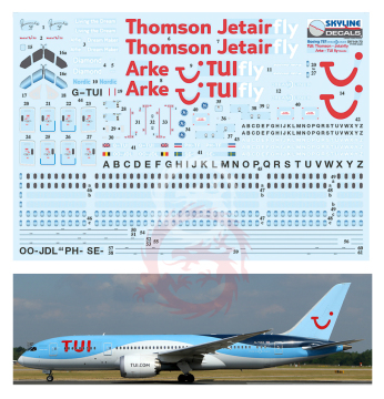 Kalkomania i blaszka do Boeing 787 Dreamliner, TUI group, Skyline SKY144-70 skala 1/144