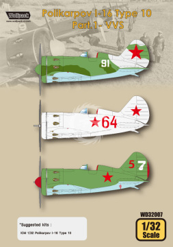 Zestaw kalkomanii Polikarpov I-16 Type 10 Part.1 - VVS, Wolfpack WD32007 skala 1/32