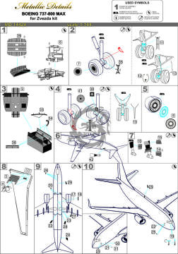Detailing set for aircraft model Boeing 737 MAX Metallic Details MD14424 skala 1/144